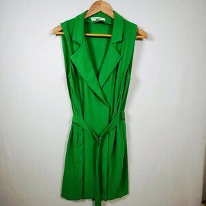 Amanda Uprichard Women's Large Green Sleeveless Wrap Mini Dress
